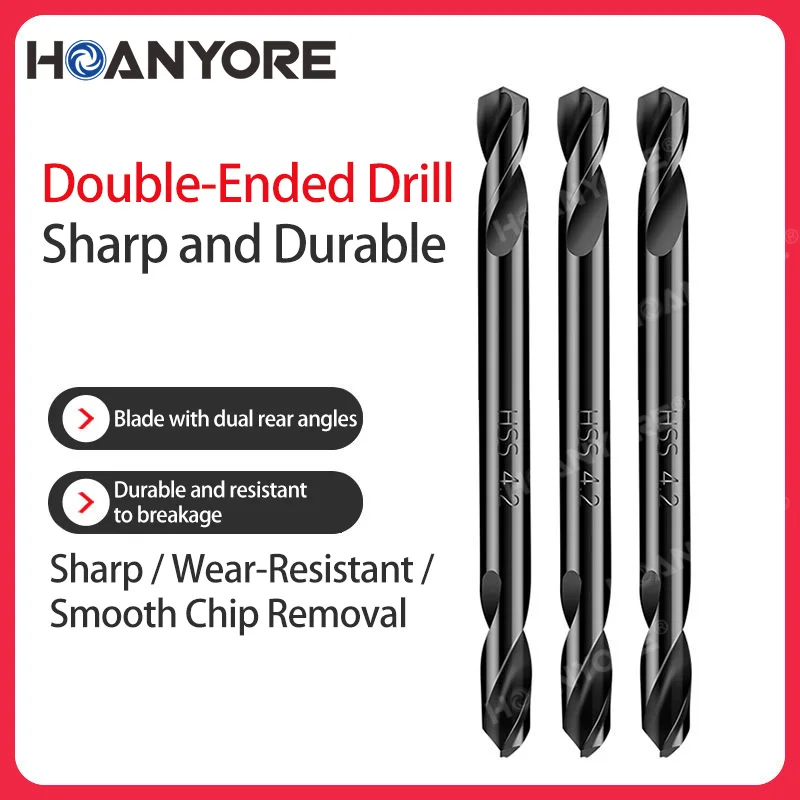 DIN338 5PCS HSS 6542 Double End Twist Drill Bit TiN Coated Drill Bit High Speed Steel Double Headed Drill Bits for Metal Wood