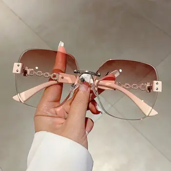 משקפי שמש אופנתיים לנשים בסגנון גרדיאנט תה עם גווני רטרו גדולים ללא מסגרת לעיצוב משקפי שמש לנהיגה בעיצוב מותג יוקרתי 8 best sales משקפי שמש של תה - №2