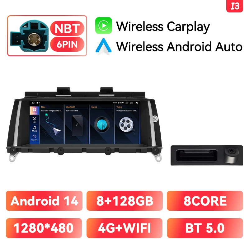 Auto Multimedia Speler Voor BMW X3 F25 X4 F26 CIC NBT Android 14 Draadloze Carplay Android Auto128G GPS 4G Wifi DSP 8Core Stereo