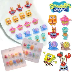 5Pcs Kawaii SpongeBob Nail Art Cartoon Figures Decorations Dopamine Dressing Resin Parts Supplies Creativity 3D Nail Accessories