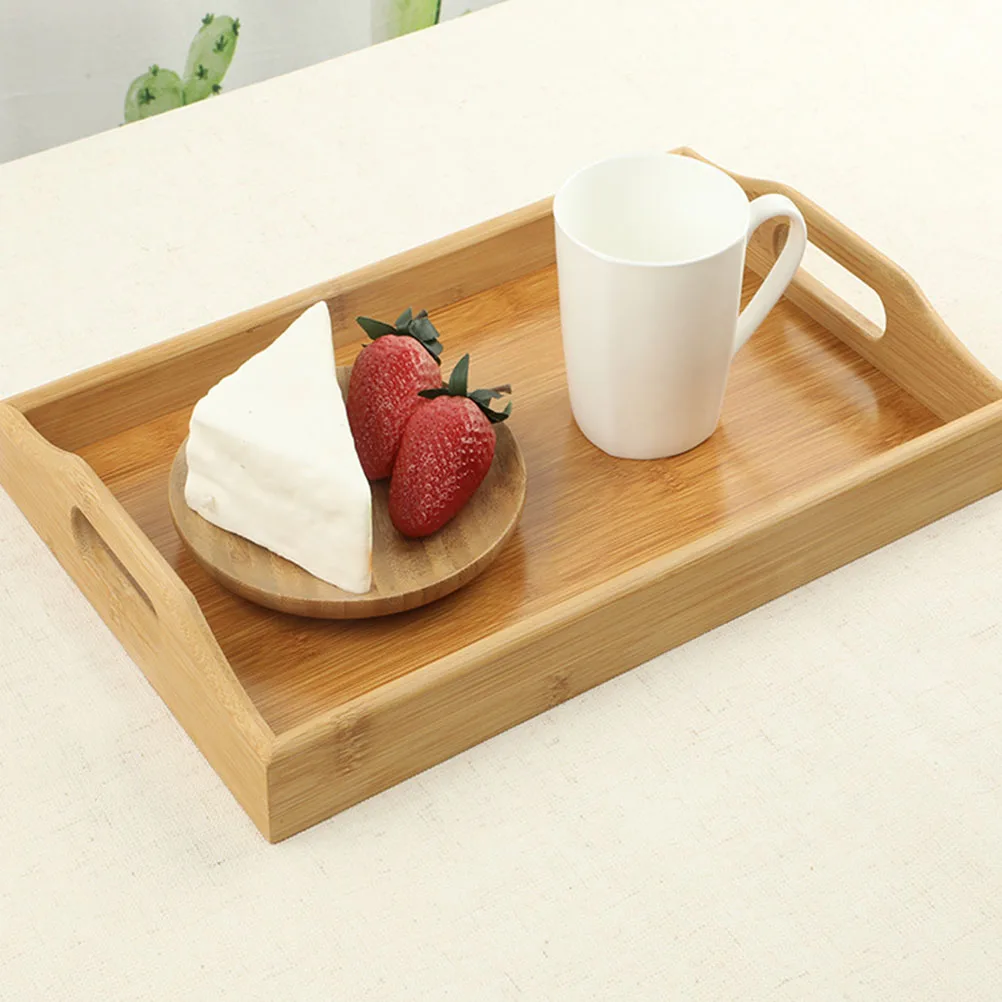 

Condiment Serving Tray Tea Trays for Bamboo with Handles Cooked Food Decorative