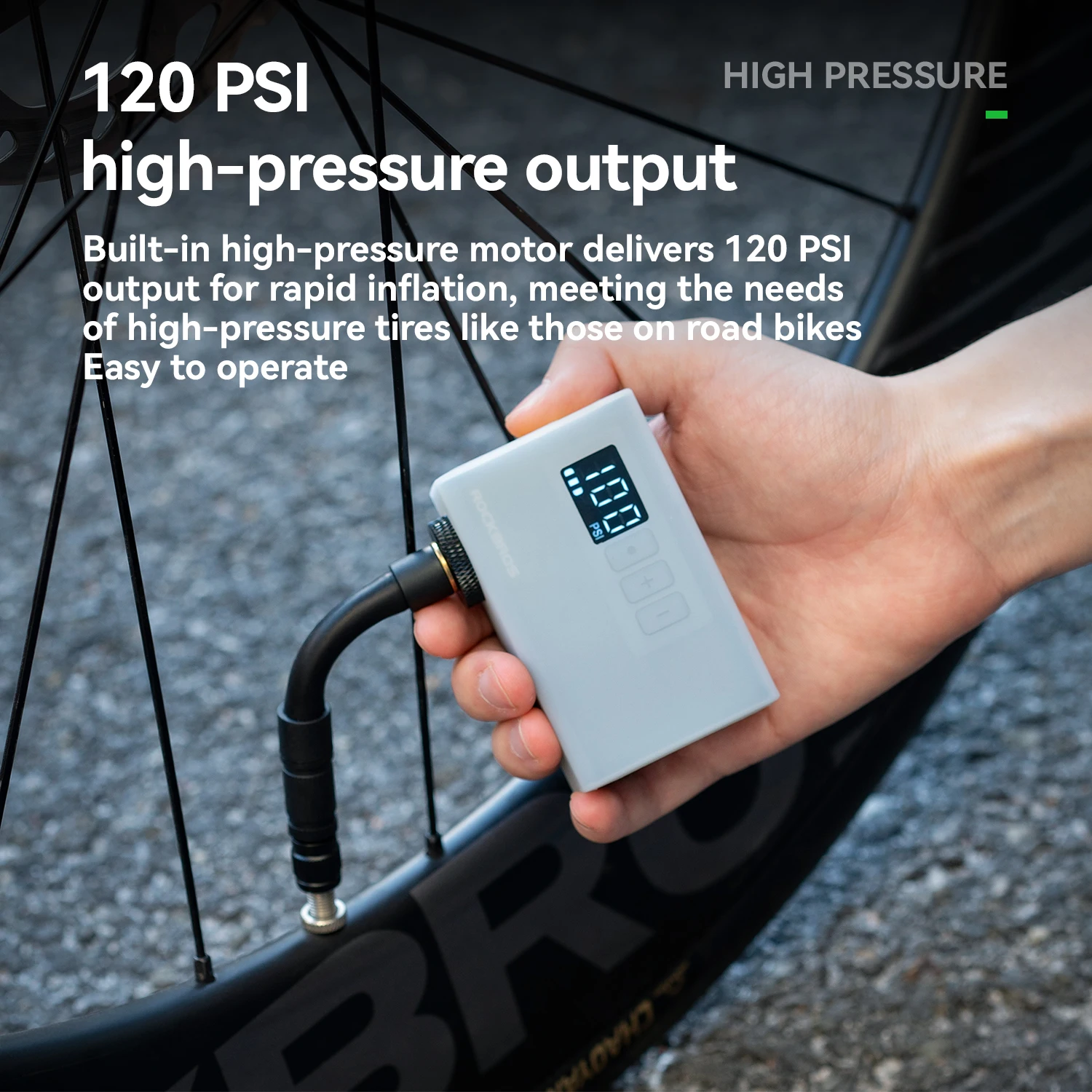 Rechargeable Electric Bike Tire Inflator Pump with Digital Display 120 PSI