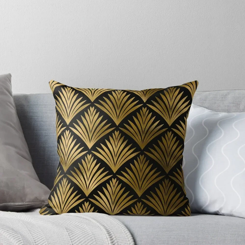 

Luxurious Black and Golden Color Art Deco Elegant Pattern Throw Pillow anime girl Anime pillow