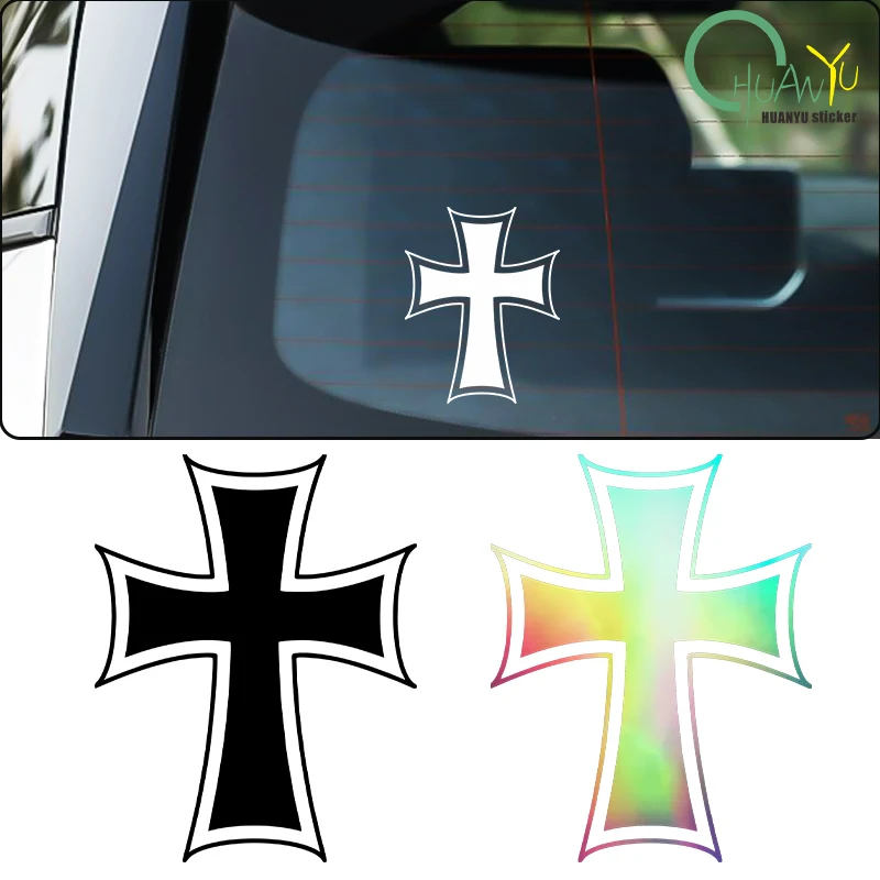 for Iron Cross Car Stickers Creative Sunscreen Occlusion Scratch Decals Waterproof Die Cut Refrigerator Car Accessories