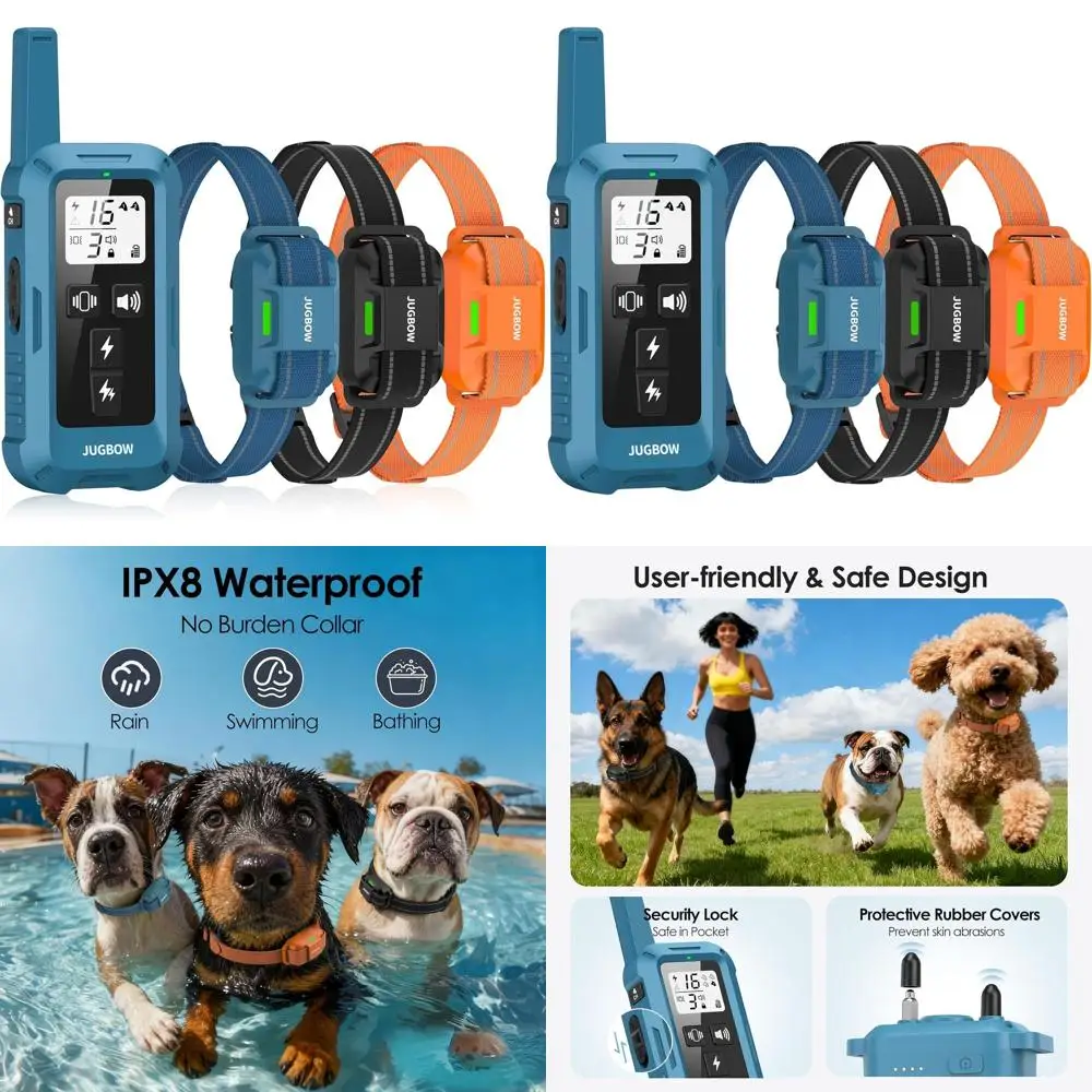 

Набор ошейников для дрессировки собак дальнего действия для 3 домашних животных — водонепроницаемый пульт дистанционного управления 4200 футов для собак, 5–120 фунтов