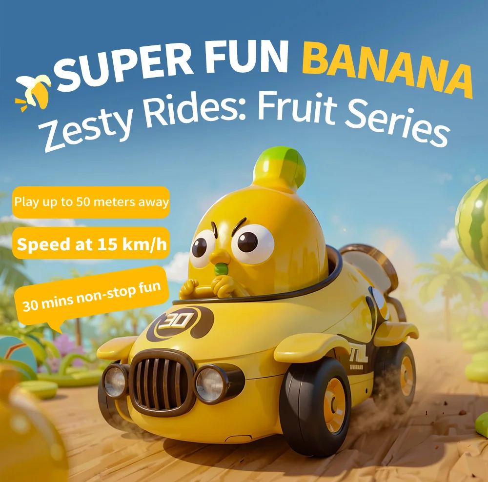 Y01 Banana Shape Simulation Fruit RC Car 2.4G LED Lights 360° Stunt Off-road Racing Car Kids Christmas Gift 2026 New