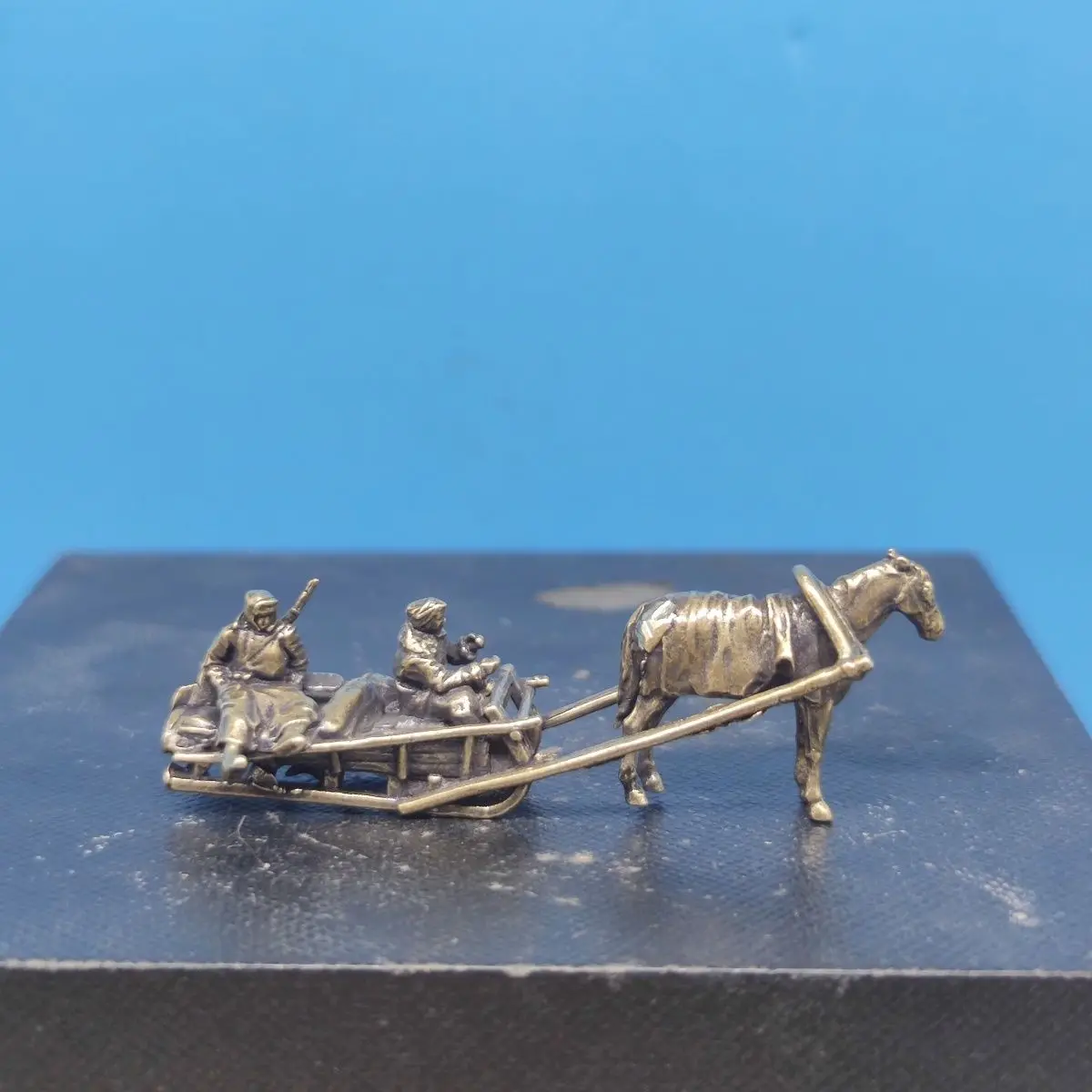 Brass WWII Sled Model Military Miniatures for Diorama, Paintable German Cavalry Regiment Soldier Wargame Figures