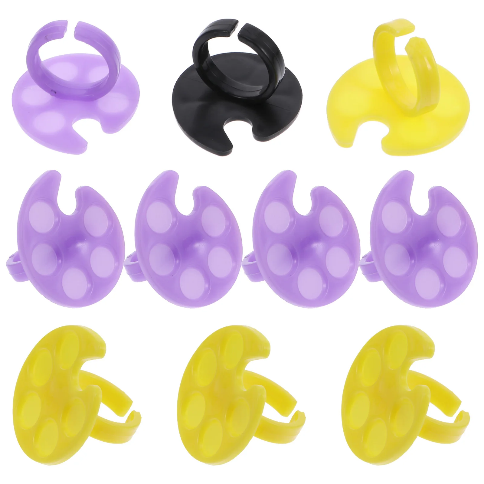 Tavolozze di anelli per nail art indossabili da 10 pezzi Vassoio di miscelazione in plastica liscia adatto per fondotinta pigmentato per smalto e salone di manicure