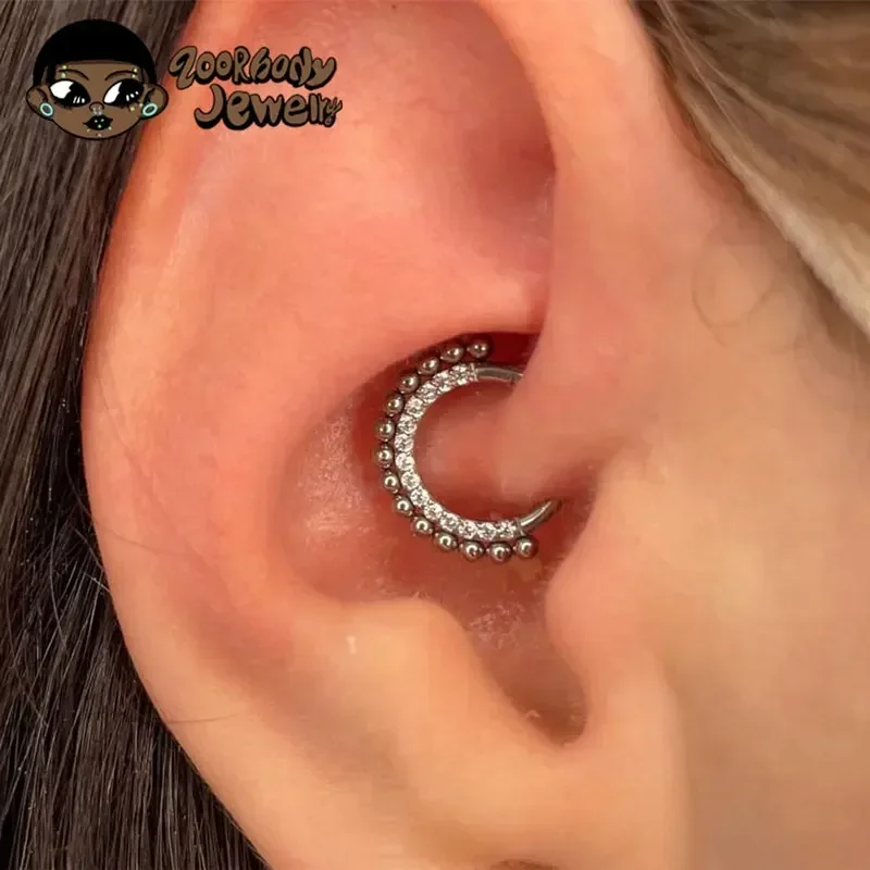 ASTM F136 Titanium Daith Piercing 16G Clicker Nariz Folhas Anel Diafragma Lóbulo Superior Piercing Orelha Cartilagem Tous Brinco Jóias