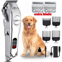 Cortadora de pelo profesional para perros, afeitadora recargable de Metal para mascotas, máquina de corte para cachorros, corte de pelo de poco ruido