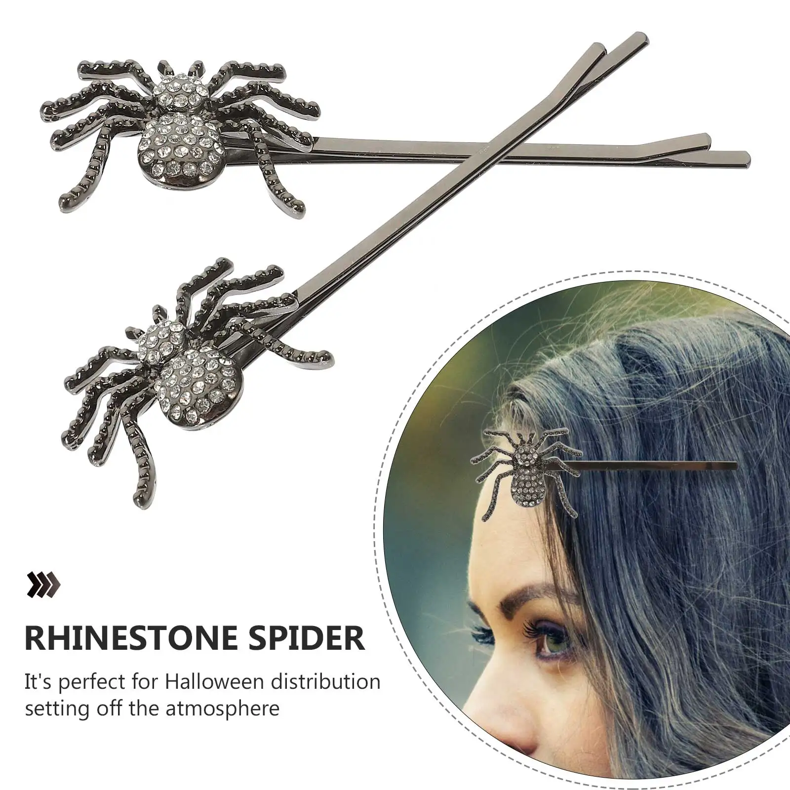 

2Pcs Rhinestone Spider Hair Clips Vintage Bobby Pin Small Hairpins for Women Girls Bridal Party Accessories Bobby Pin
