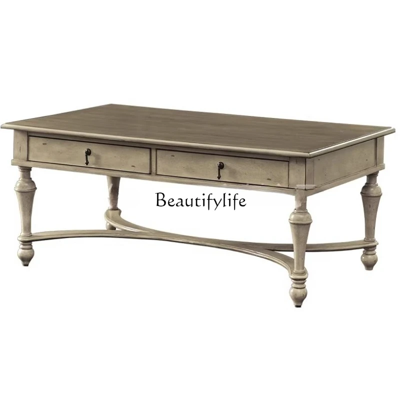 

American rural simple sofa coffee table small table small apartment living room retro tea table