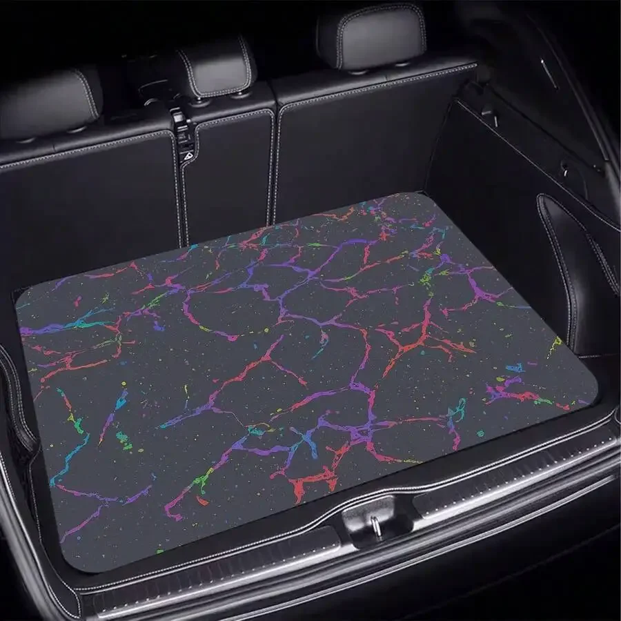 1 Piece, Abstract Art Style Car Trunk Mat, Colorful Crackle Print Pattern, Essential Travel Item, Universal Fit For Various Car