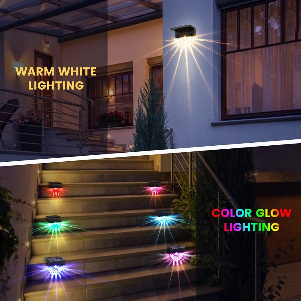 Luce solare a LED per esterni griglia solare impermeabile per esterni luce bianca calda/cambia colore illuminazione per gradini da giardino terrazza da giardino