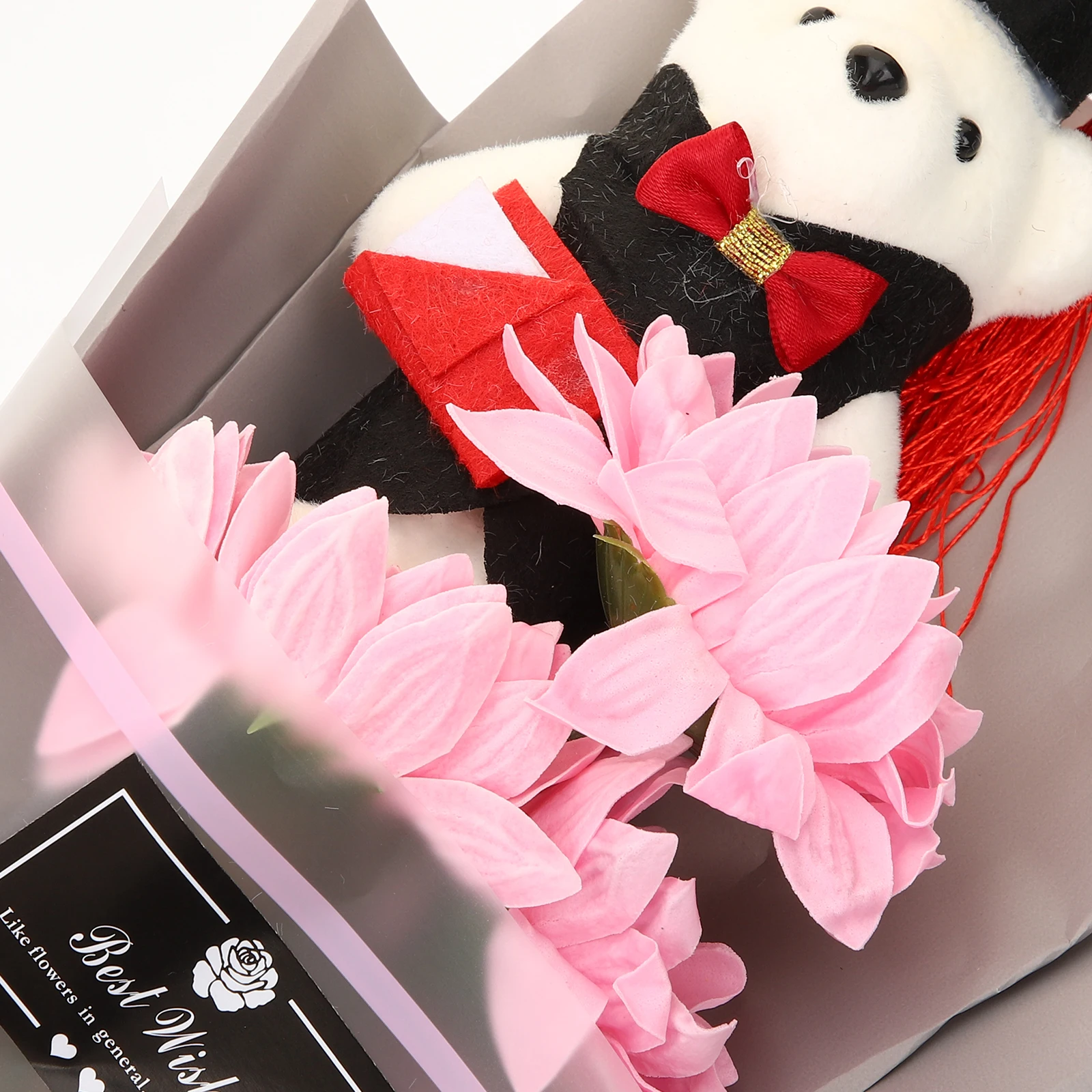 

Sunflower Graduation Bear Bouquet Stuffed Animal Flowers PP Cotton Gift Party Decor Ornament Students Accessories