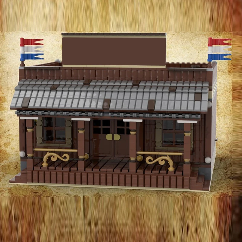 مدينة شارع عرض نموذج MOC قوالب بناء النمط الغربي القديم البنك وحدات التكنولوجيا الهدايا عطلة تجميع ألعاب أطفال البدلة #2