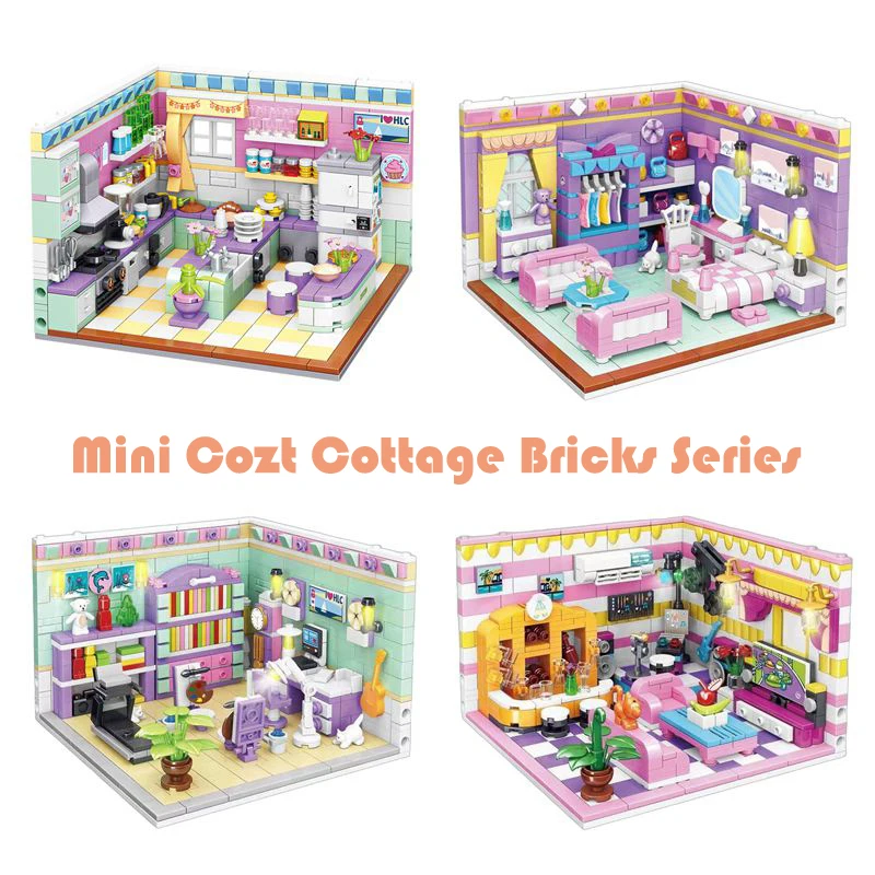 

Игровой набор «Домик»: миниатюрные строительные блоки для кухни, спальни, кабинета, уютный коттедж. Сборные игрушки, подарки, украшения для девочек.