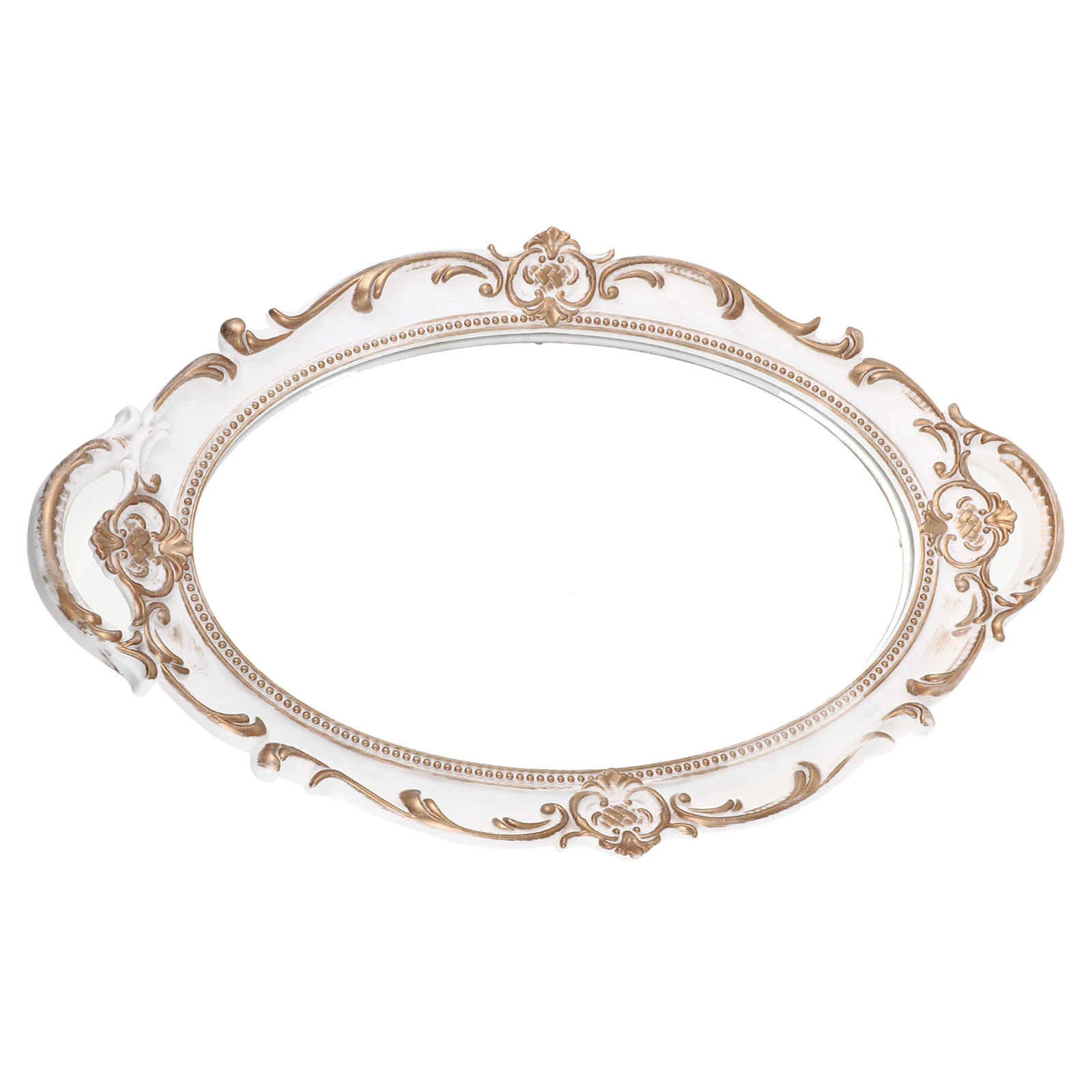 Retro Mirror Bracelet Plate White Plastic Jewelry Tray Travel Oval Resin Necklace Earrings Container ganizer Decor Display Tool