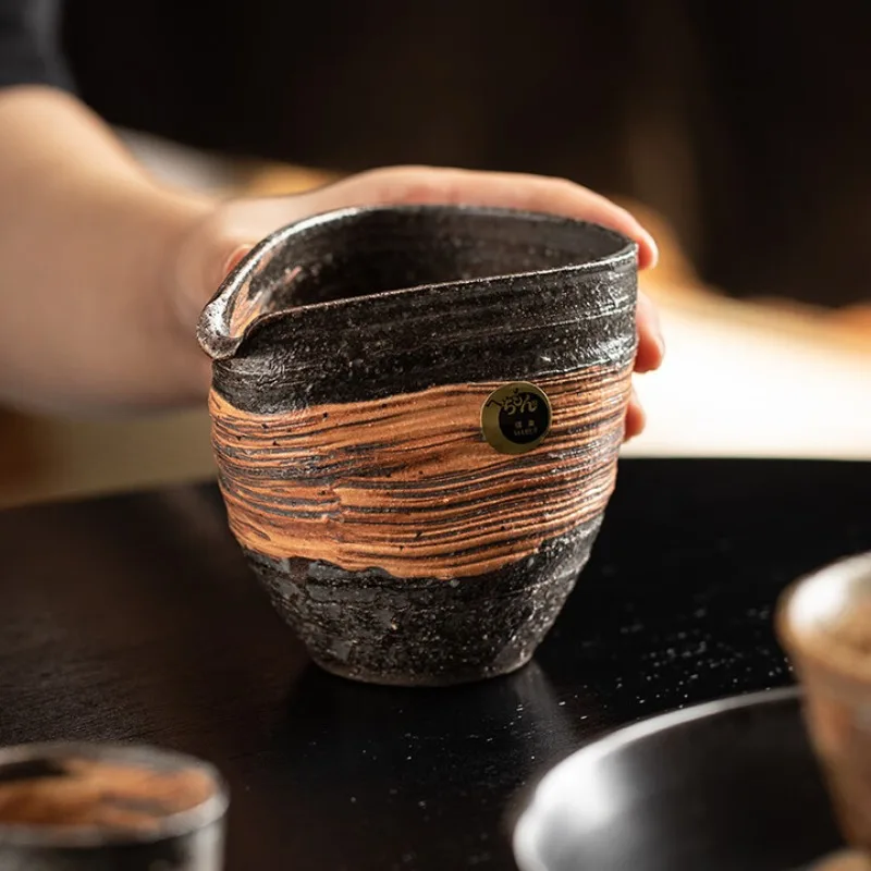 

Japanese-style handmade mountain tea set household coarse pottery tea cup fair cup tea dispenser