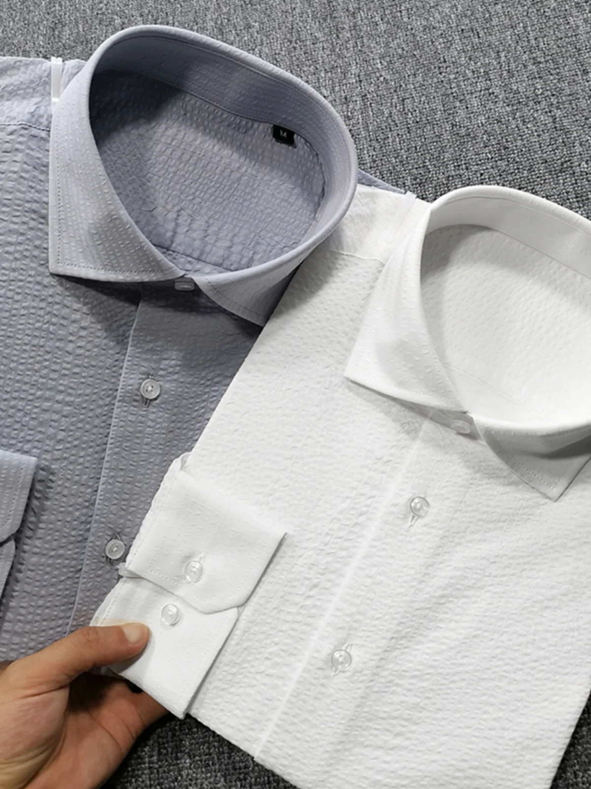 

Ceiling Level Men's Busin irt Thin Long Sve Bubble Cloth Cotton 4000 Luzhouchai20 Breathable Casual Summer irt