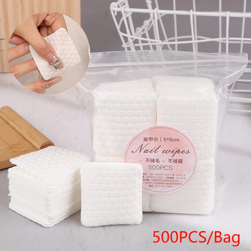 500pcs Nail Cotton Wipes UV Gel Nail Tips Polish Remover Cleaner Lint Paper Pad Soak Nail Art Cleaning Manicure Tool