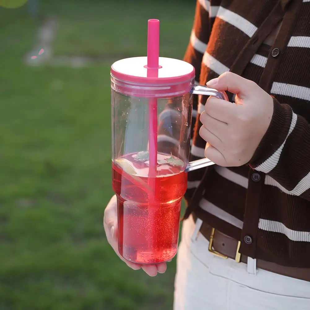 40 oz Capacity Snow Tumbler with Handle Pre-Drilled Holes Transparent Plastic Clear Cups Drinkware