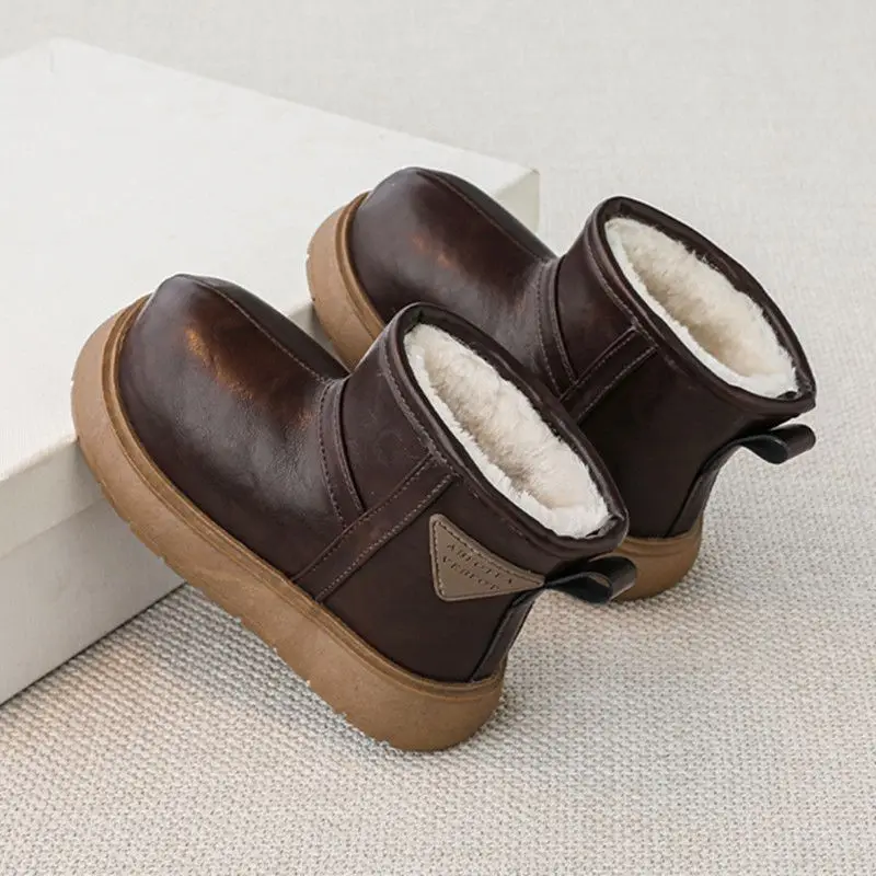 

Girls Kids Snow Boots Winter Warm Fur Lined Waterproof Leather Upper Big Kids Outdoor Shoes New Arrival 2026