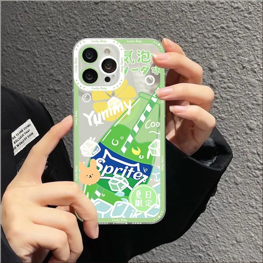 Cute Summer Fruit Soda Drink Bear Rabbit Phone Case For iPhone 14 13 12 11 Pro Max Mini X Xs XR 6 7 8 Plus SE 2020 Transparent