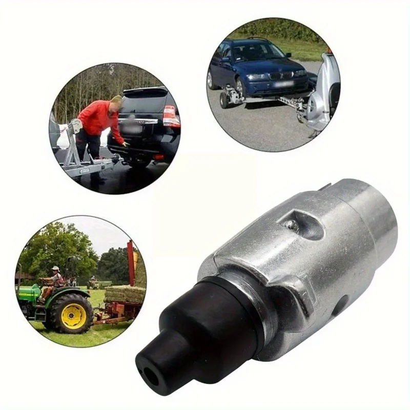 

1pcs Trailer Plug 7pin European Style Trailer Power Supply Aluminum Alloy Plug Trailer Motorhome Tractor Taillight Plug