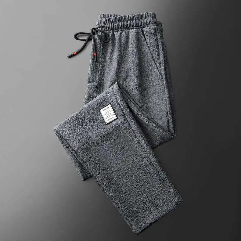 

Ice Silk Men's Pants Loose Straight Leg Workwear Breathable Summer Construction Site Casual Trousers Youth Faion Sle