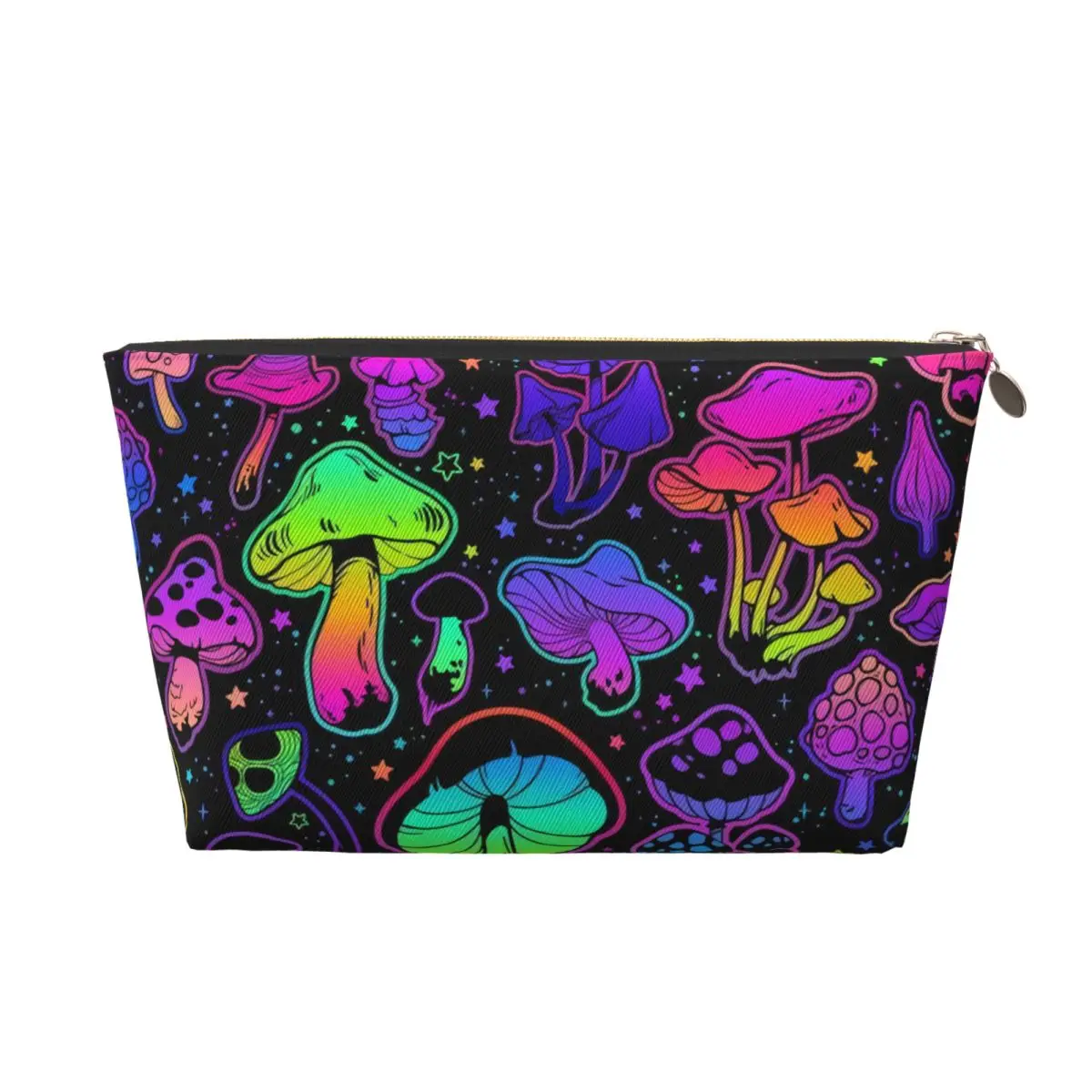 Custom Bright Psychedelic Mushrooms Toiletry Bag Women Cosmetic Makeup Organizer Lady Beauty Storage Dopp Kit Box