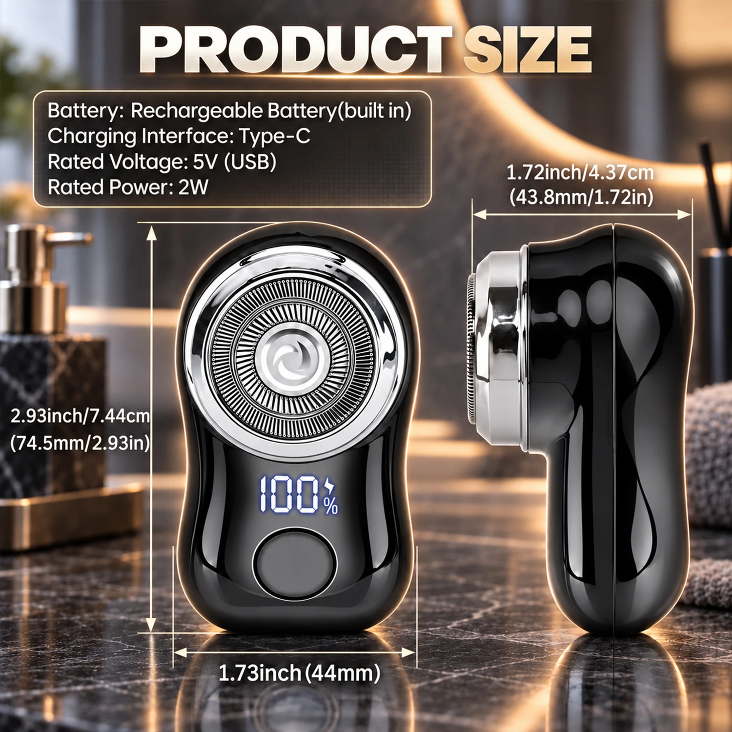 Men's Electric Beard Shaver,Digital Display,Upgraded Razor USB Type-C Rechargeable,Dual Use Wet And Dry,Suitable For Home Travel