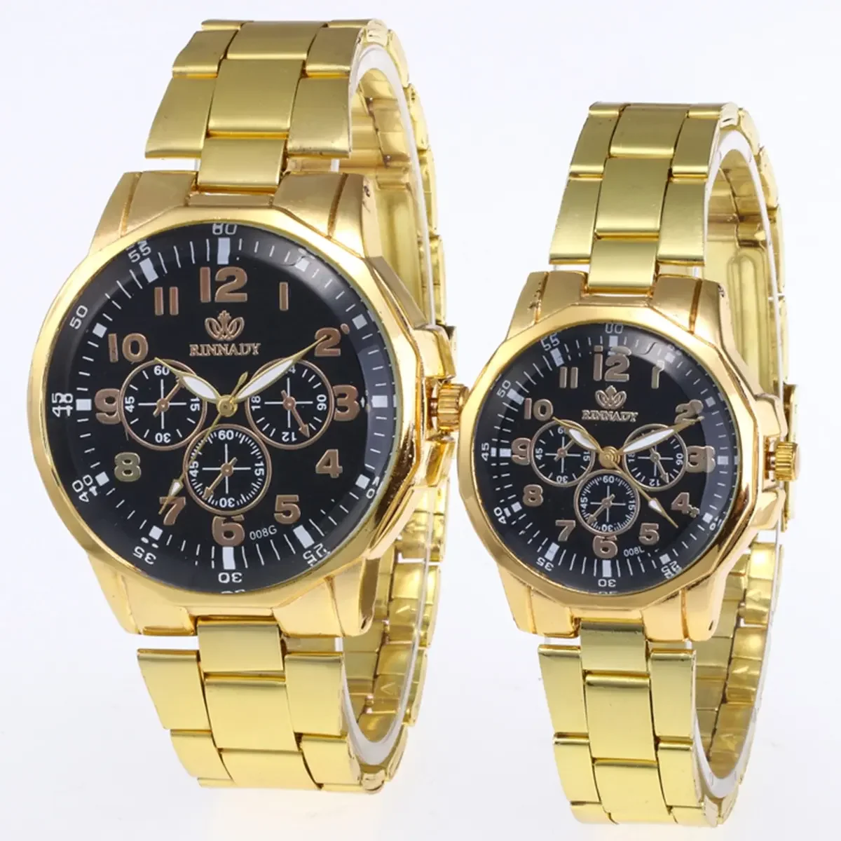 2pcs Classic Simple Quartz Watches Stainless Steel Watch Couple Watch