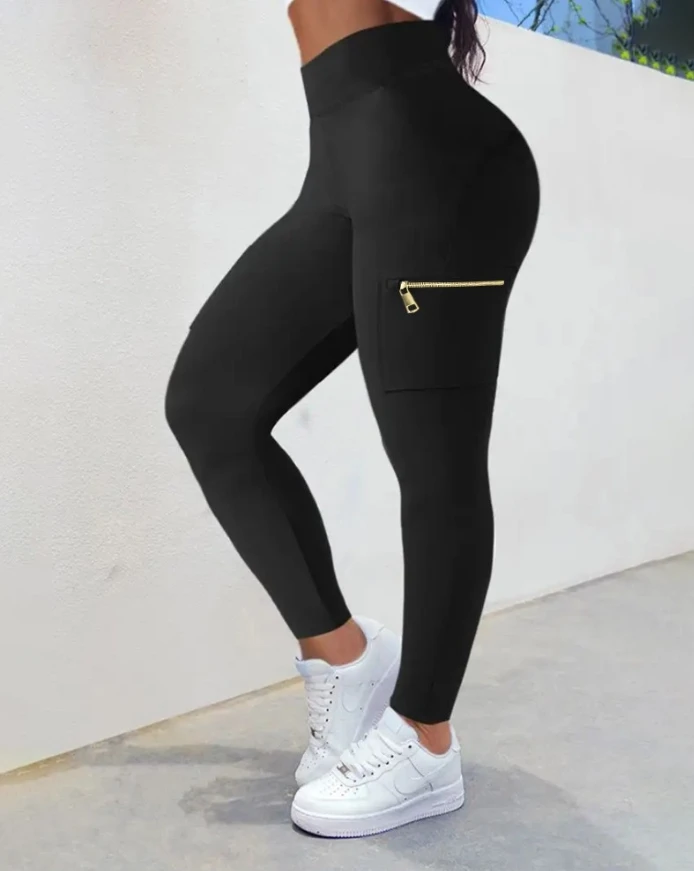 

Women's Sports Troopers 2025 Spring Summer Latest Zipper Pocket Slim Fit Yoga Pants Casual High Waist Workout Pants Leggings