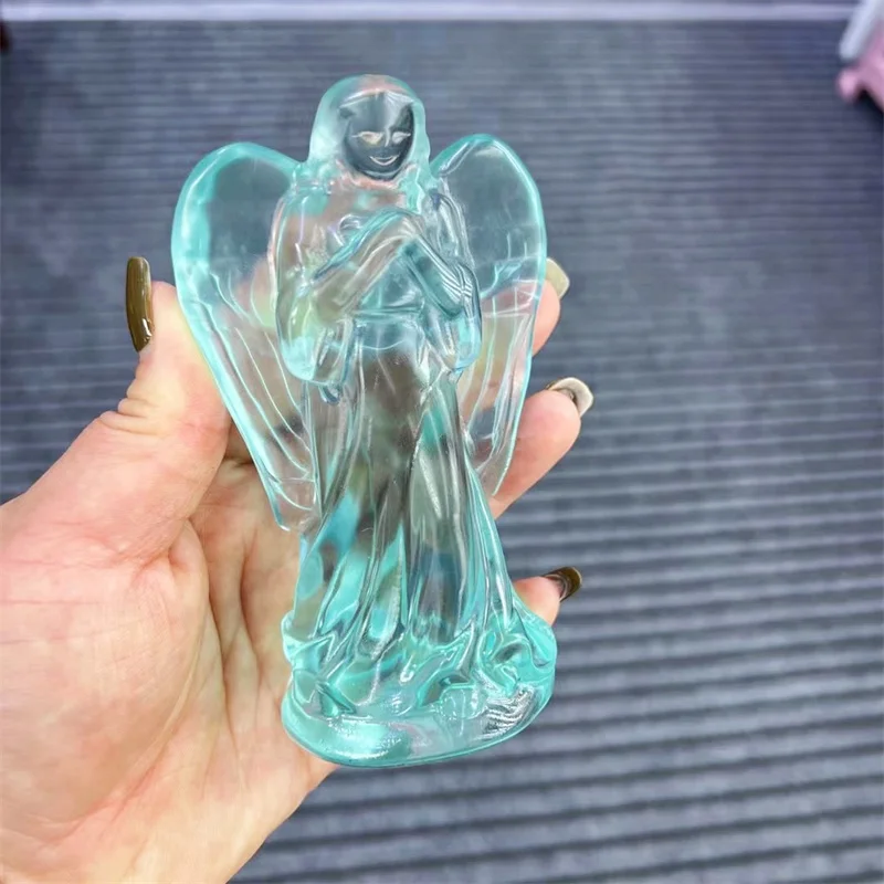 

High Quality Glass Angel Crystal Carving Healing Birthday Present Energy Stone Fengshui Home Decoration Holiday Gift 1pcs 10CM