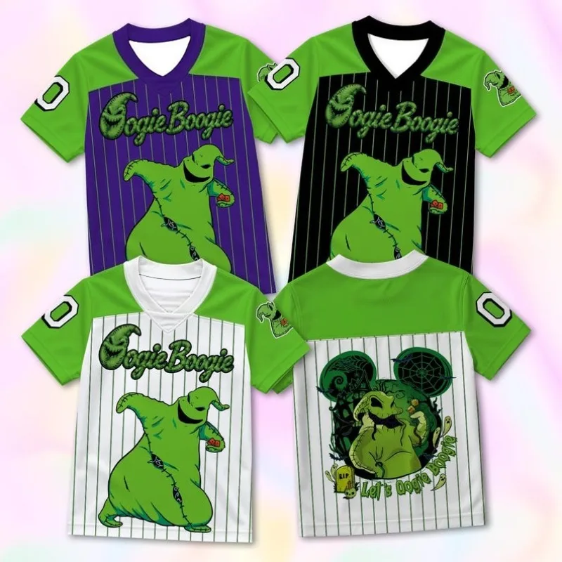 The Nightmare Before Christmas Themed Top for Kids – Cartoon Print Stylish V-Neck Jersey-Style T-Shirt (Unisex) –Family Matching
