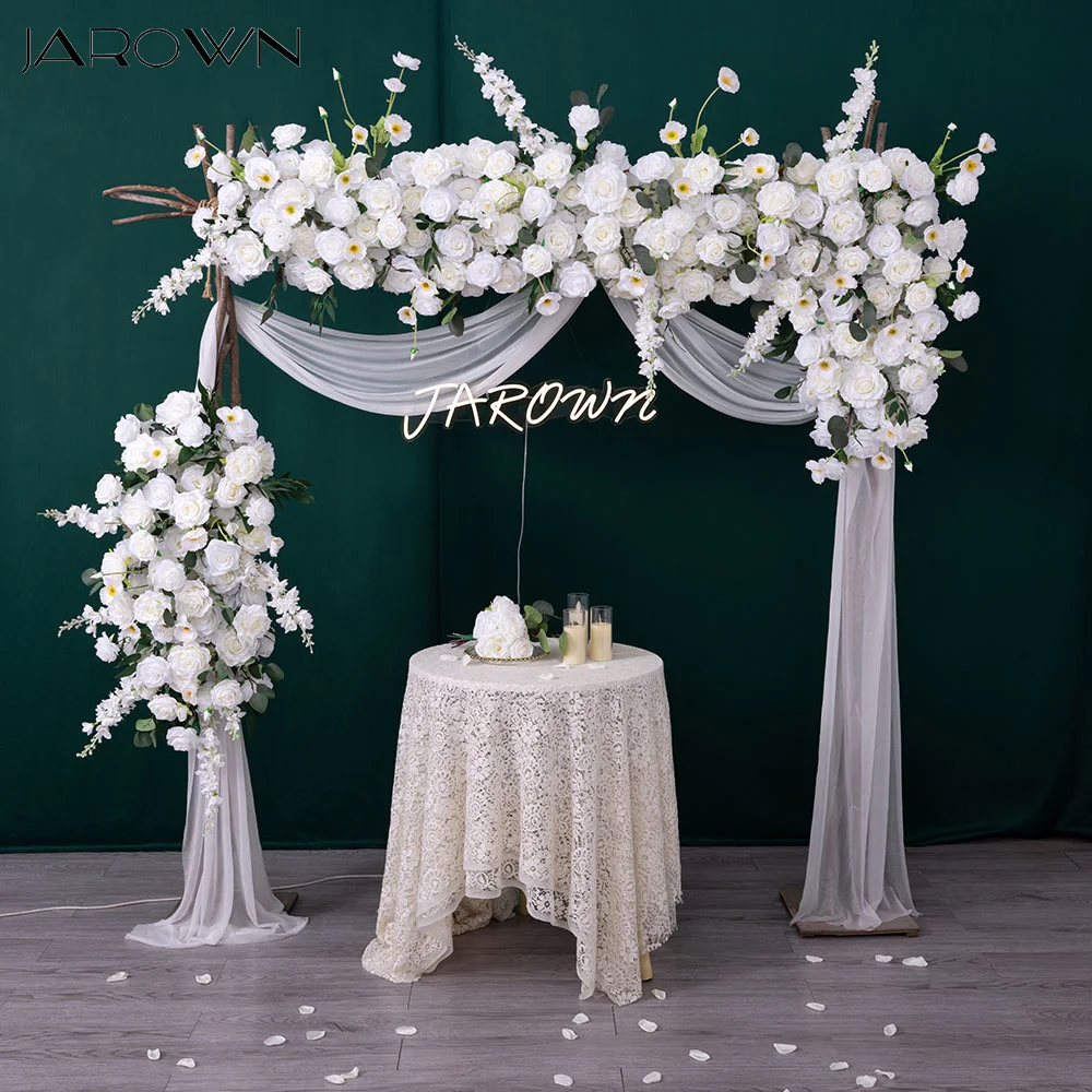 

White Flowers for Event Backdrop Props Artificial Rose Corn Poppy Flower Arrangement for Wedding Decor Floral Runner Customized