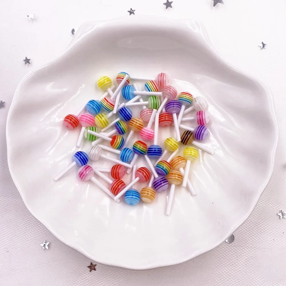 Resin Kawaii Colorful 3D Mini Lollipop Flatback Cabochon Stone 30PCS Scrapbook DIY  Decor Home Candy Food Figurine Crafts  OH653