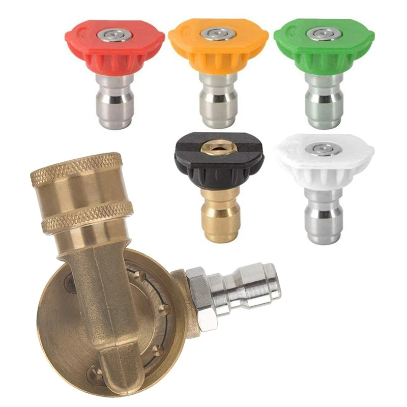 Power Pressure Washer Spray Nozzle Tips And Quick Connect Pivot Adapter Coupler 240 Degrees With 5 Rotation Angles, Soap And Rin