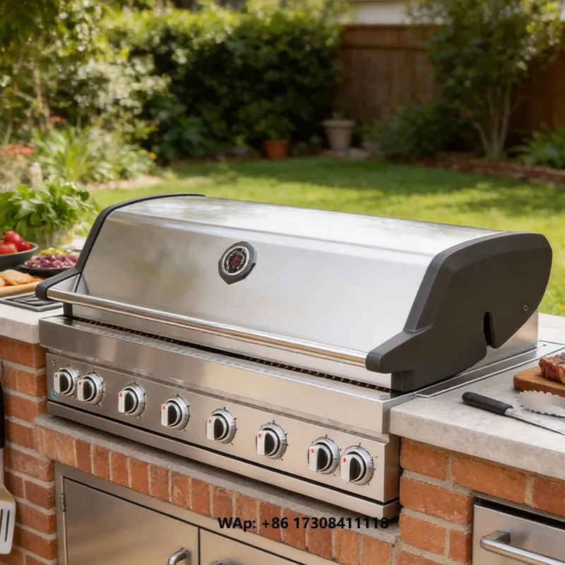 Modern Restaurant Portable Kitchen Stainless Steel Garden Drop in Propane Cooking Built in Barbecue Bbq Grill Gas Outdoor