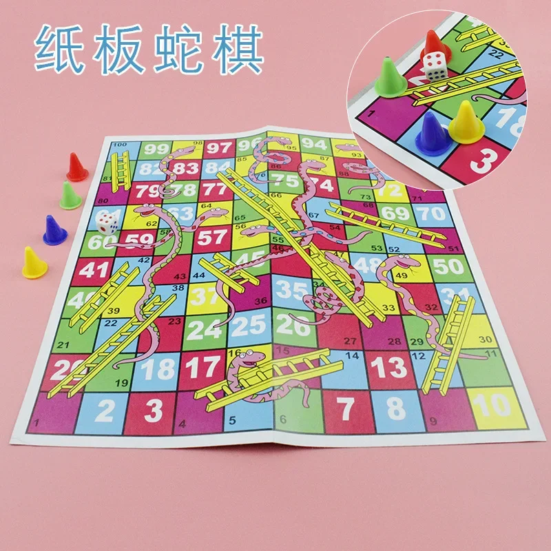 Funny Snakes and Ladders Chess Games Educational Foldable Chessboard for Kids Children Toys Board Game for Party Birthday Gifts