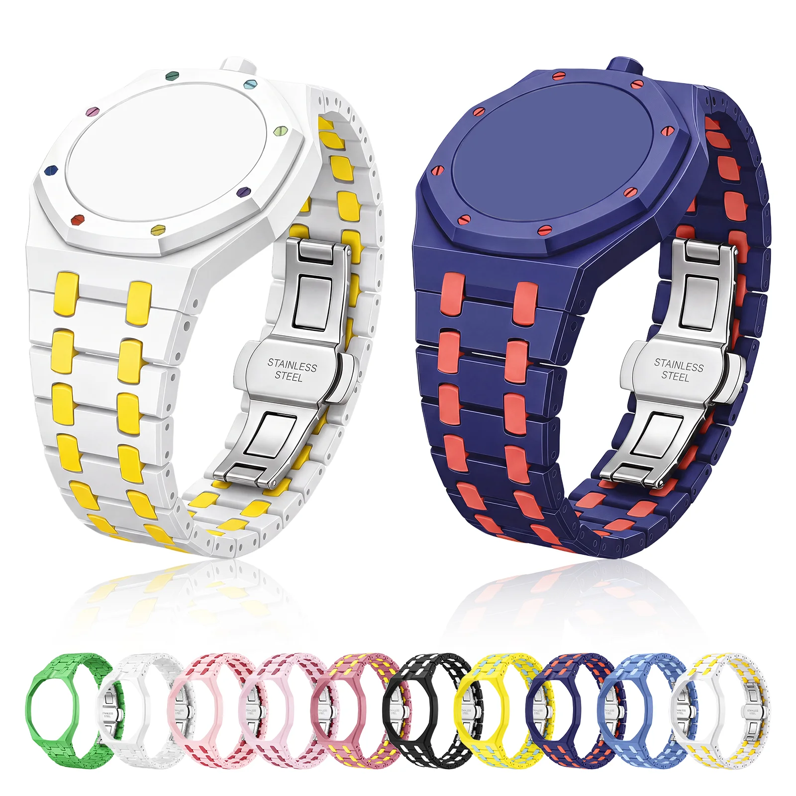 Bioceramics Watch Band For Swatch X AP Royal POP Durable Two-Tone Modification Kit Strap Case Changer To Wristwatch Accessories