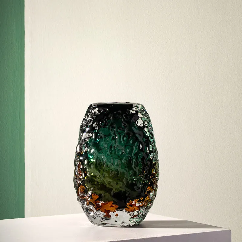Creative special-shaped volcanic stone glass vase high-value home living room model room flower arrangement high-end decoration
