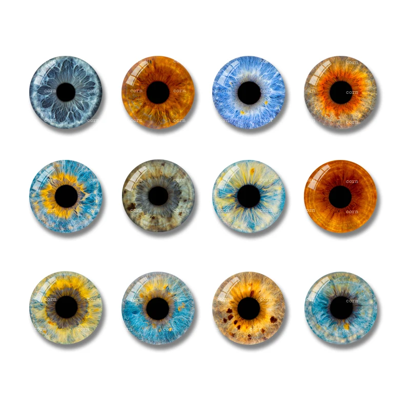20pcs Flower Heart  Eyes Round Pupils Mixed Photo 8mm-20mm Glass Cabochons Dome for DIY Jewelry Making Supplies Findings