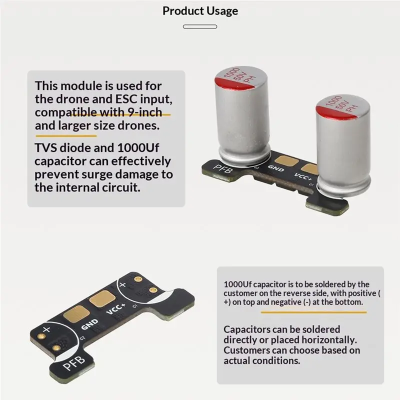 100Uf Low ESR Capacitors HD Long Range Quadcopter For 9 Inch And Larger FPV Drones FPV Drones Power Filter Board