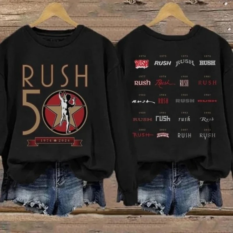 1991 Rush Rock Band Rolling the Bones Pushead Deadstock Tour T-shirt    Couple's pure cotton streetwear  for women