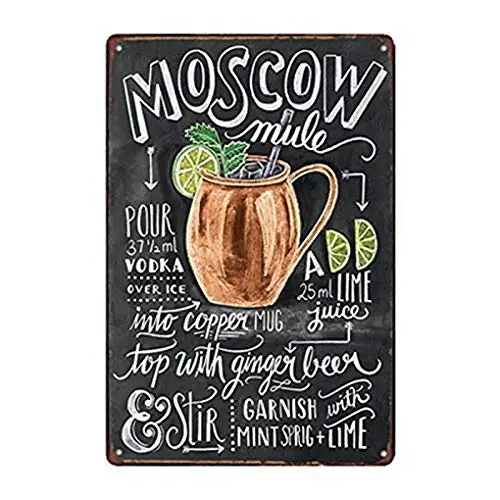 Sylty 8x12 Inch Metal Tin Sign Moscow Mule Cocktail Bar Pub Home Vintage Look Reproduction sign