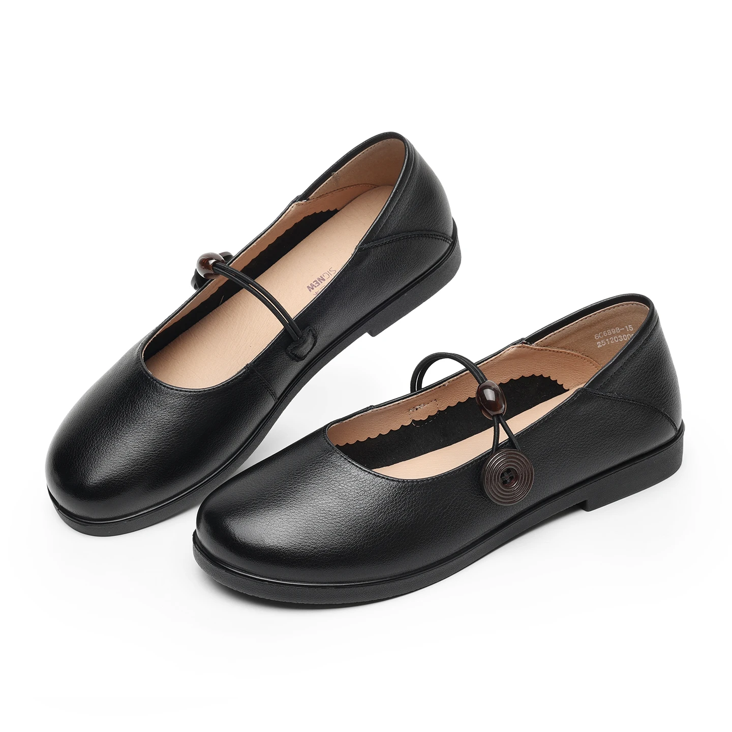 

New Chinese-Style Genuine Leather Mary Jane Shoes for Women, Single-Strap Flat Retro Shoes, Soft-Soled Non-Slip Work Shoes That Are Comfortable