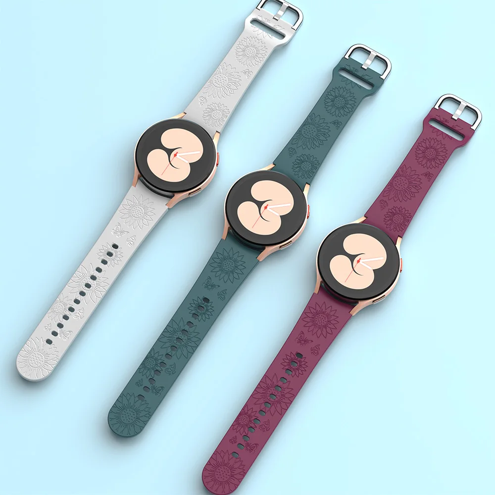 Sunflower Printed strap for Samsung Galaxy Watch 4 40mm Watch 6 40mm No Gaps Engraved Strap Watchband Accessories Original band image 6