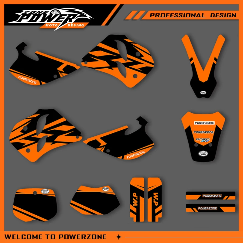 

POWERZONE Мотокросс Team Графический фон Наклейки Наборы наклеек для KTM 1997 1996 1995 1994 1993 SX SXF EXC Индивидуальный номер 01